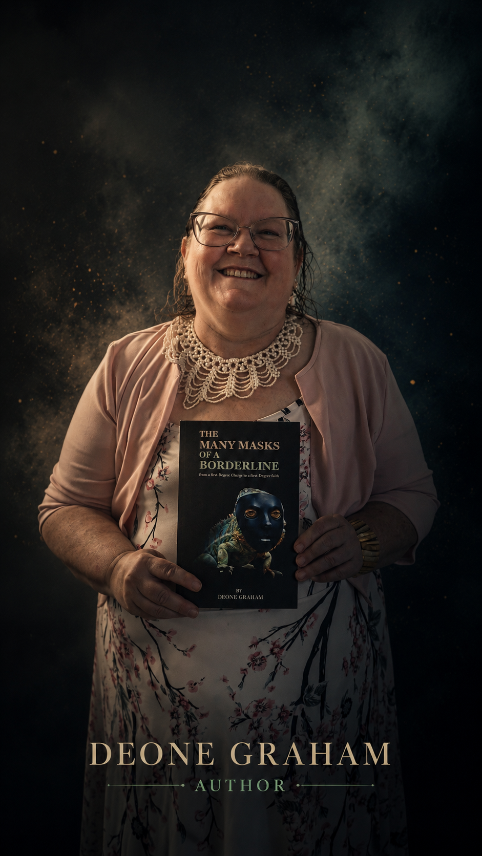 Author Deone Graham holding her book